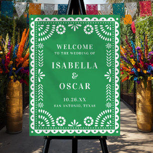 Gorgeous Green Papel Picado Wedding Welcome Sign