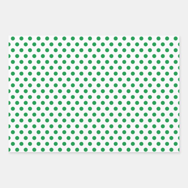 Gorgeous Green Polka Dots Wrapping Paper Sheets (Front)