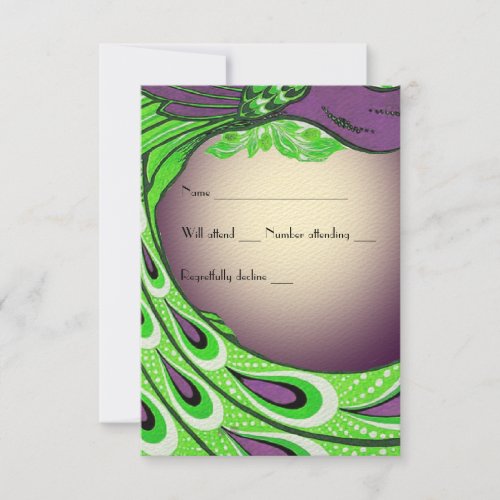 Gorgeous Green Purple Vintage Peacock rsvp