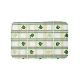 Gorgeous Green Shamrock Plaid Bathroom Mat