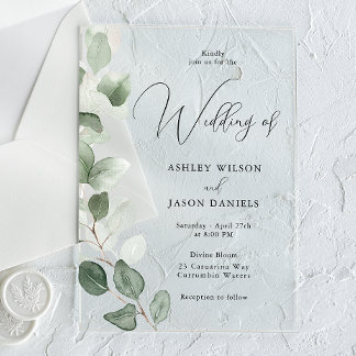Gorgeous Greenery Modern Wedding Acrylic Invitations