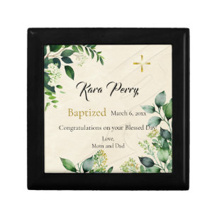 Gorgeous Greenery Orthodox Baptism Keepsake Gift Box