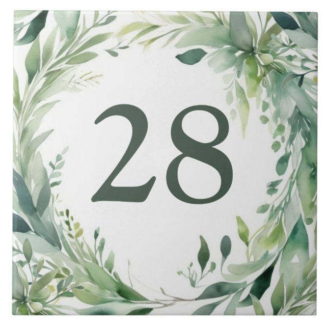 Gorgeous Greens Custom House Number Plate Sign Ceramic Tile (Front)