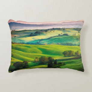 Gorgeous greens in the landscape and with light pa accent pillow