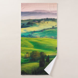 Gorgeous greens in the landscape and with light pa bath towel