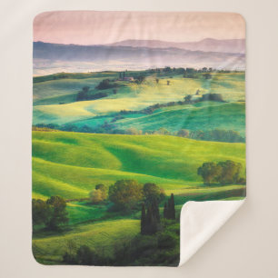 Gorgeous greens in the landscape and with light pa sherpa blanket