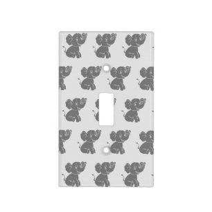 Gorgeous Grey Elephant Pattern Jungle Animals  Light Switch Cover