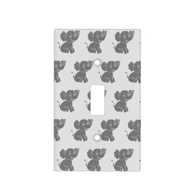Gorgeous Grey Elephant Pattern Jungle Animals  Light Switch Cover (Front)