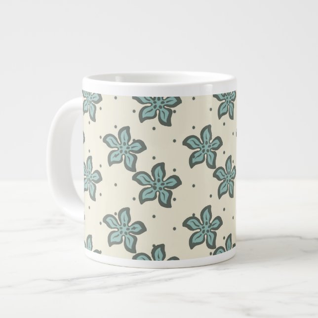 Gorgeous Grey Floral Giant Coffee Mug (Front Left)