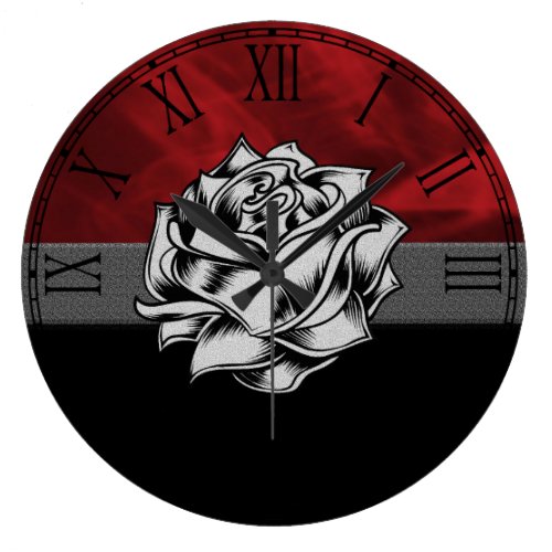 Gorgeous Grunge Rustic Red Rose Custom Gift Wall Clocks