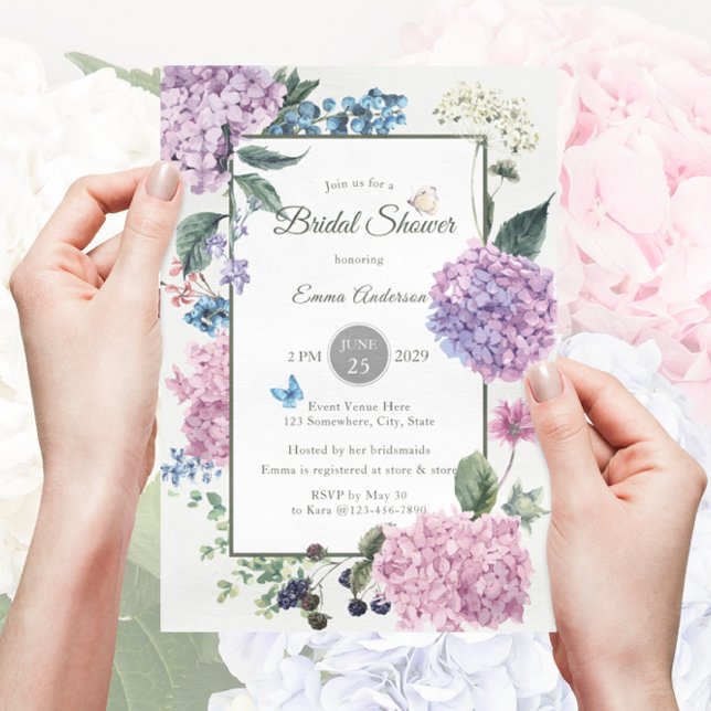 Gorgeous Hand-painted Hydrangea Bridal Shower Invitation (Creator Uploaded)