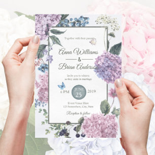 Gorgeous Hand-painted Hydrangea Floral Wedding Invitation