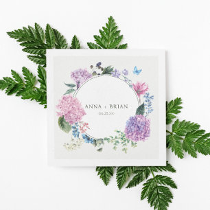 Gorgeous Hand-painted Hydrangea Floral Wedding Napkins
