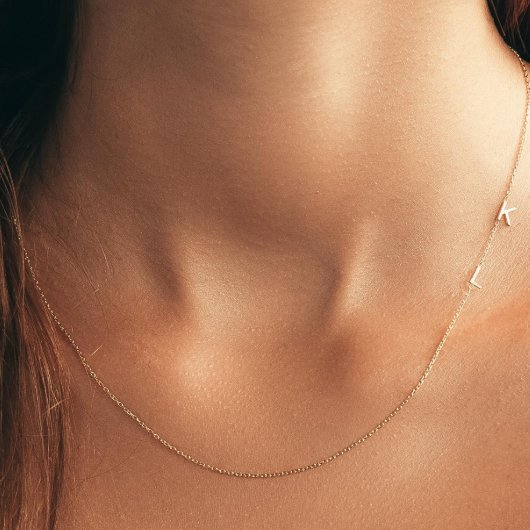 Gorgeous Handmade Sideways Initials Necklace (Front)