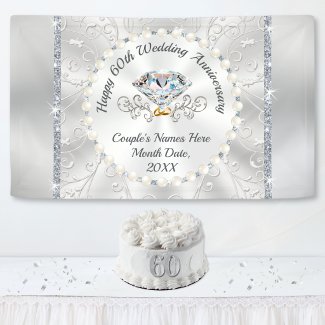 Gorgeous Happy 60th Wedding Anniversary Banner