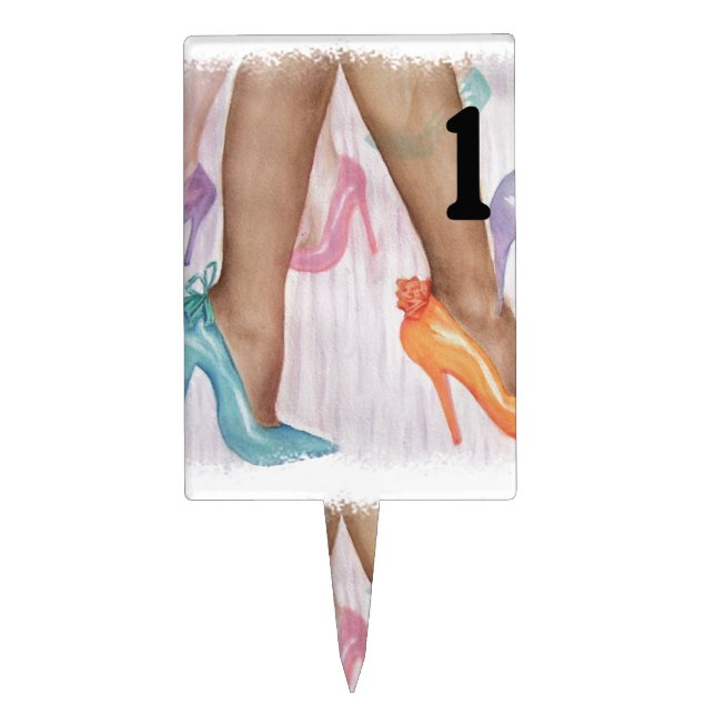 GORGEOUS HI HEELS TABLE NUMBER CAKE TOPPER (Front)