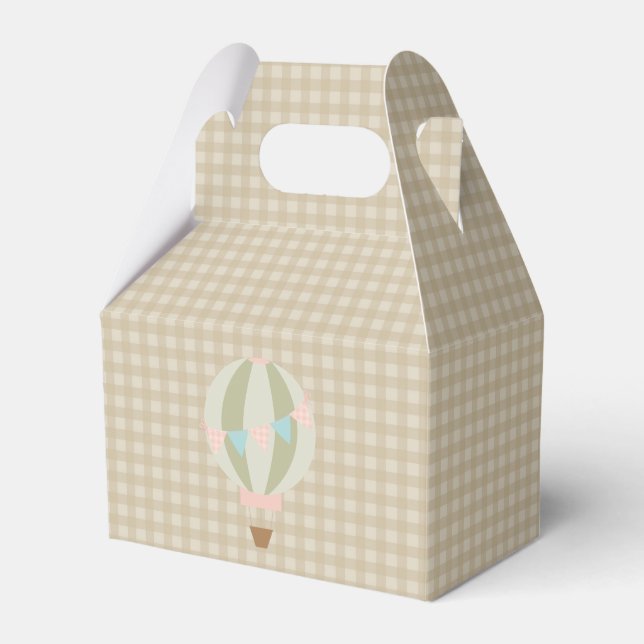 Gorgeous Hot Air Balloon Neutral Baby Shower Favor Boxes (Front Side)