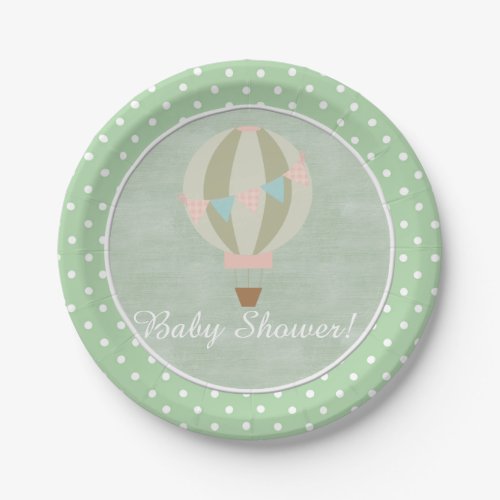 Gorgeous Hot Air Balloon Neutral Baby Shower Paper Paper Plates