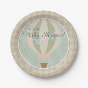 Gorgeous Hot Air Balloon Neutral Baby Shower Paper Plates