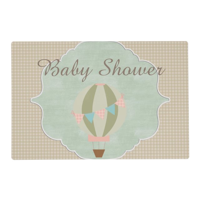 Gorgeous Hot Air Balloon Neutral Baby Shower Placemat (Front)