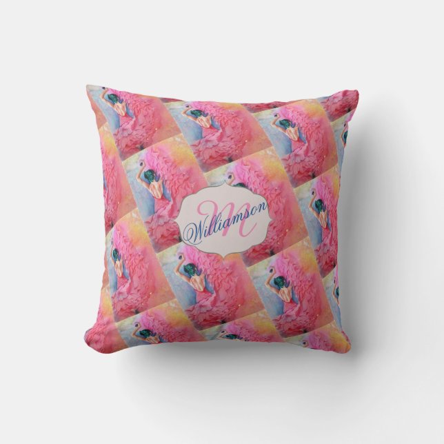 GORGEOUS HOT PINK LATIN DANCER THROW PILLOW (Front)