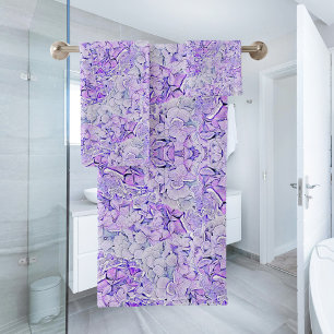 Gorgeous hydrangea pattern in lavender, floral  bath towel set