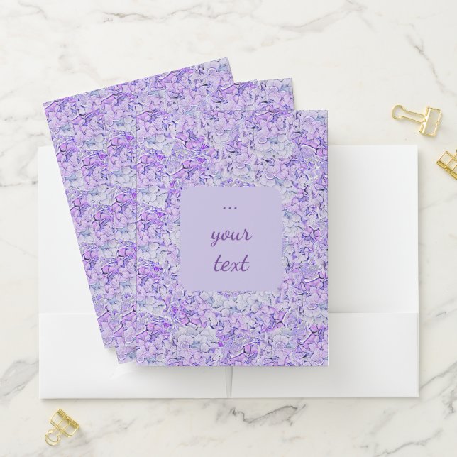 Gorgeous hydrangea pattern in lavender, floral  pocket folder (In Situ)