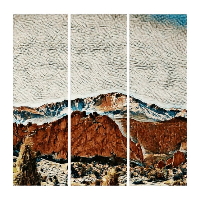 Gorgeous Impressionistic Mountain Triptych Art (Front)