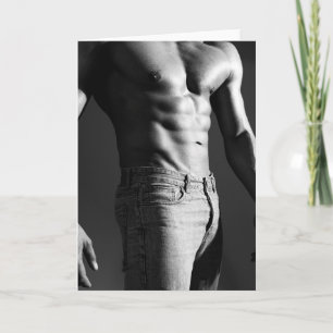 Gorgeous in Gray Hot Guy Greetings Card