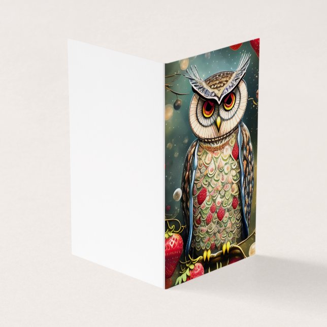 Gorgeous Intricate Winter Spring Owl Made of Ornat Business Card (Outside)