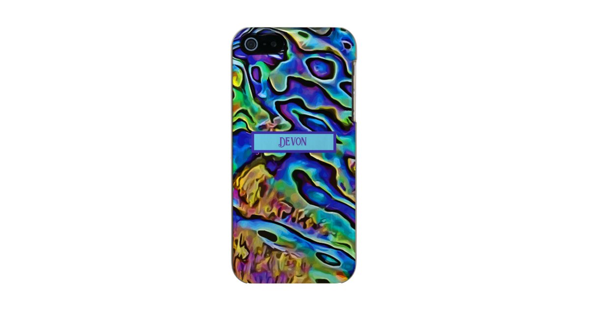 Iridescent Abalone Shell Floral Custom Lighter Case