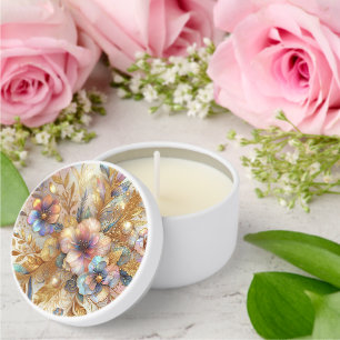Gorgeous Iridescent Glass Floral Art Pattern Mini Candle Favors