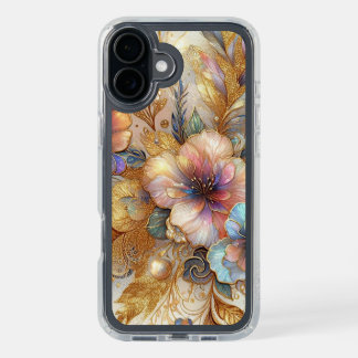 Gorgeous Iridescent Glass Floral Art Pattern iPhone 16 Plus Case