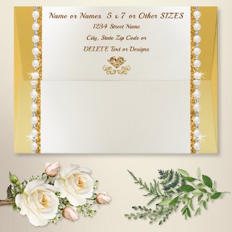Gorgeous, Ivory and Gold 5x7 Envelopes,