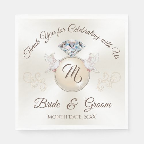 Gorgeous Ivory Custom Printed Wedding Napkins