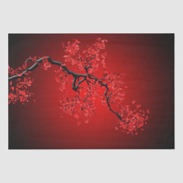 Gorgeous Japanese Red Cherry Blossom Branch Tissue Paper (Front)
