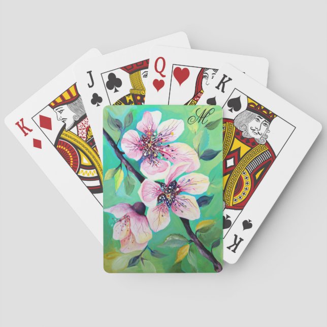 Gorgeous Japanese Sakura Cherry Tree Flowers artwo Poker Cards (Back)