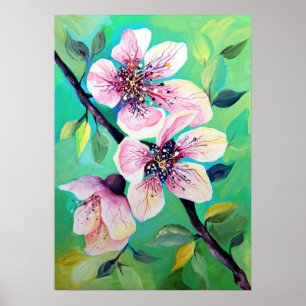 Gorgeous Japanese Sakura Cherry Tree Flowers Poster