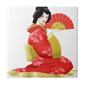 Gorgeous Japanese Woman Ceramic Tile by esoticastore at Zazzle