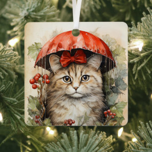 Gorgeous Kitten Christmas Metal Ornament