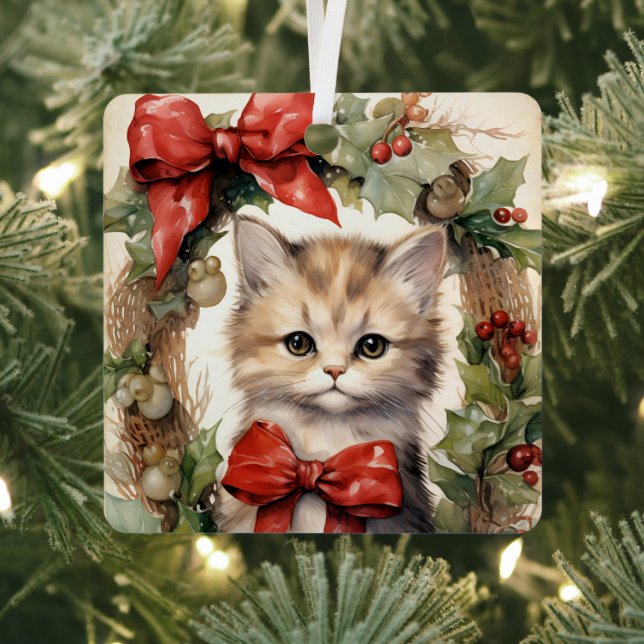 Gorgeous Kitten  Christmas  Metal Ornament (Insitu)