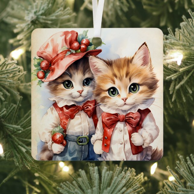 Gorgeous Kitten Couple Christmas  Metal Ornament (Insitu)