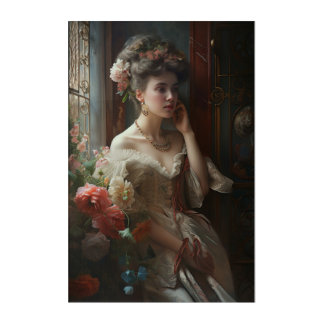 Gorgeous Lady In A Silk Flowers Dress. Acrylic Print
