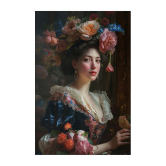 Gorgeous Lady In A Silk Flowers Dress. Acrylic Print