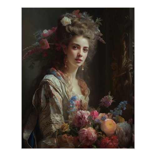 Gorgeous Lady In A Silk Flowers Dress My fantasy  Poster