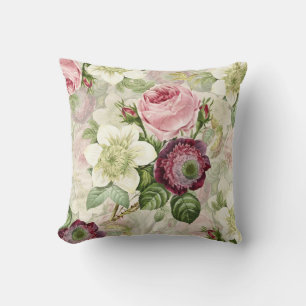 Gorgeous Larges Roses Floral Throw Pillow