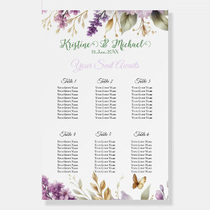 Gorgeous Lavender Vineyard Wedding Seating chart Foam Board