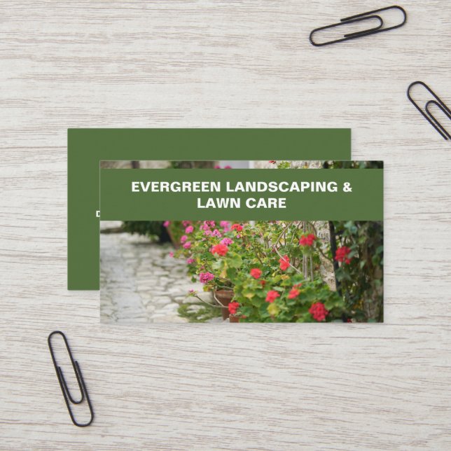 Gorgeous Lawn Photo Landscaping II Business Card (Front/Back In Situ)