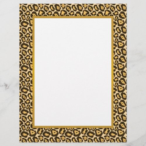 Gorgeous Leopard Print Border Stationery _ Gold