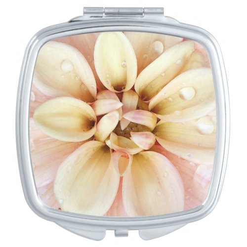 Gorgeous Light Pink and Yellow Flower Watercolor Compact Mirror